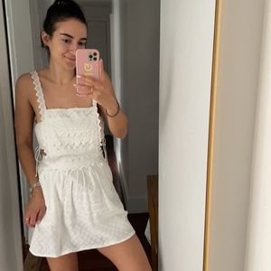 For Love & Lemons White Heart Overall Dress Set